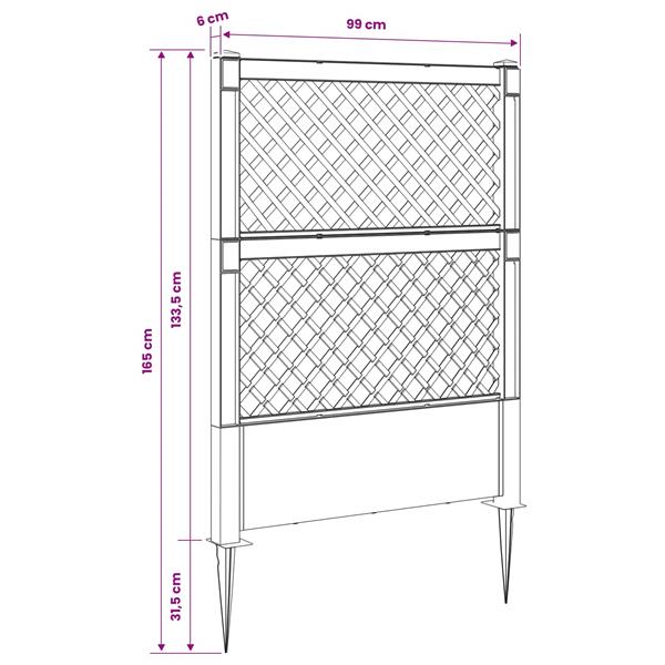 Grote foto vidaxl trellis met spike antracietkleurig 99 x 6 x 165 cm pp tuin en terras overige tuin en terras