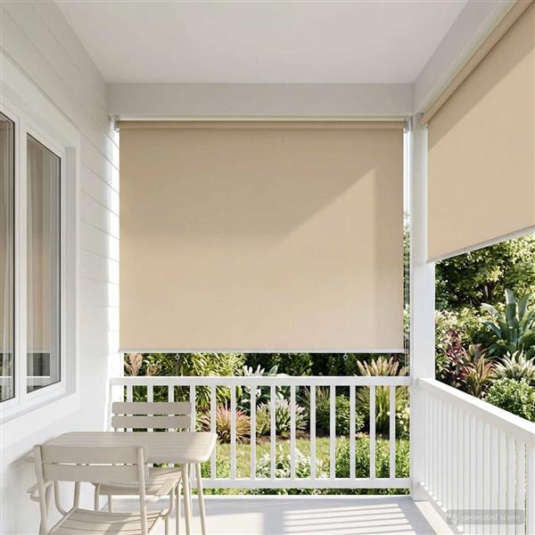 Grote foto vidaxl buitenrolgordijn uv bescherming beige 100 x 230 cm huis en inrichting gordijnen en lamellen