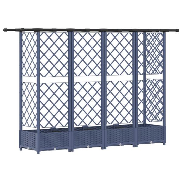 Grote foto vidaxl verhoogd bed met trellis en dak grijs 202 5 x 40 x 121 cm pp tuin en terras overige tuin en terras