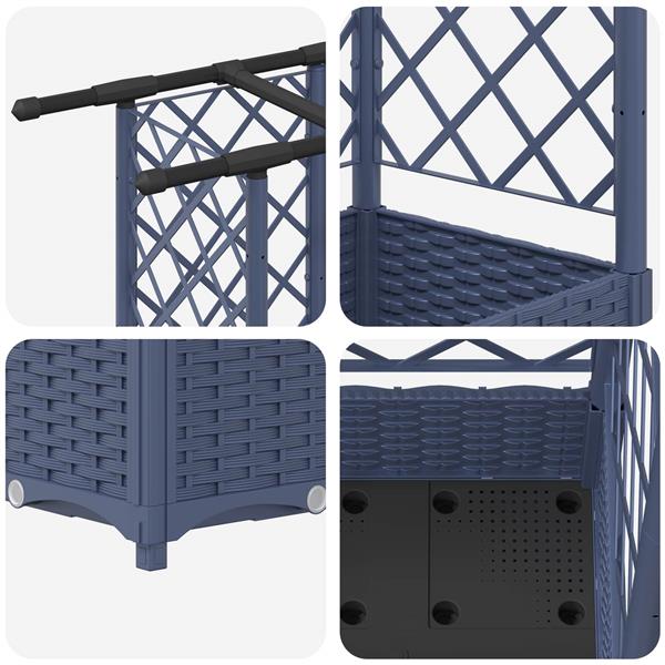 Grote foto vidaxl verhoogd bed met trellis en dak grijs 202 5 x 40 x 121 cm pp tuin en terras overige tuin en terras