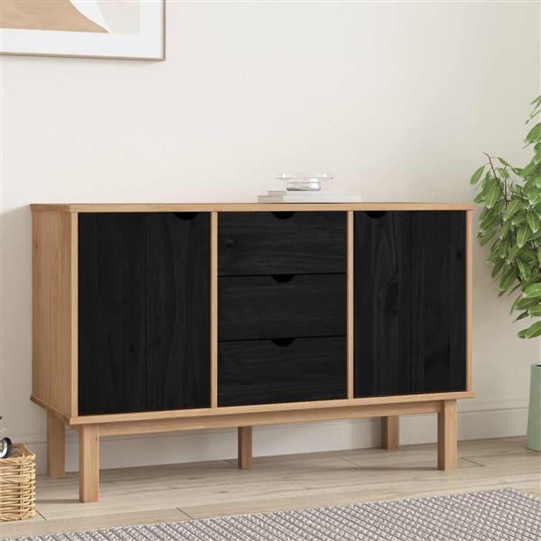 Grote foto vidaxl dressoir otta zwart 113 5 x 43 x 73 cm massief grenenhout huis en inrichting overige