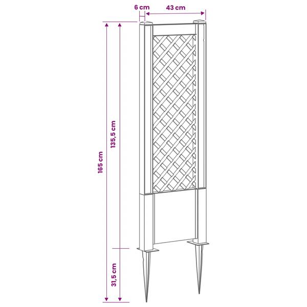 Grote foto vidaxl trellis met spike wit 43 x 6 x 165 cm pp tuin en terras overige tuin en terras