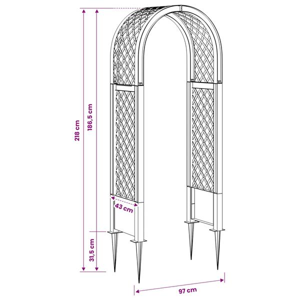 Grote foto vidaxl rozenboog met stekels wit 97 x 43 x 218 cm pp tuin en terras overige tuin en terras
