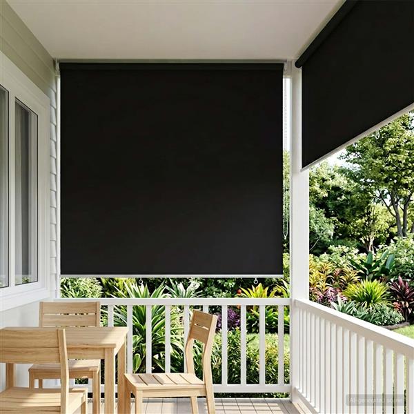 Grote foto vidaxl buitenrolgordijn uv bescherming zwart 180 x 230 cm huis en inrichting gordijnen en lamellen