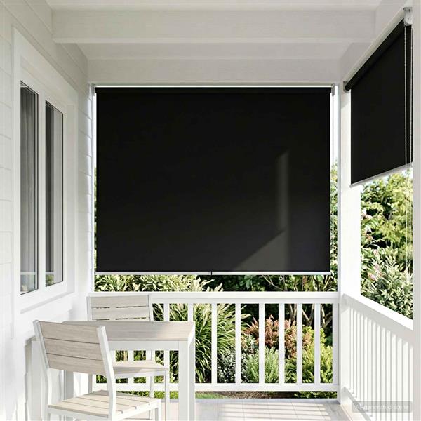 Grote foto vidaxl buitenrolgordijn uv bescherming zwart 100 x 230 cm huis en inrichting gordijnen en lamellen
