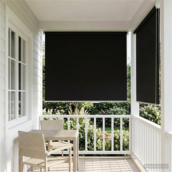 Grote foto vidaxl buitenrolgordijn uv bescherming zwart 100 x 140 cm huis en inrichting gordijnen en lamellen