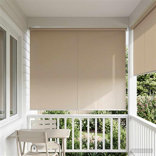 Grote foto vidaxl buitenrolgordijn uv bescherming beige 200 x 140 cm huis en inrichting gordijnen en lamellen