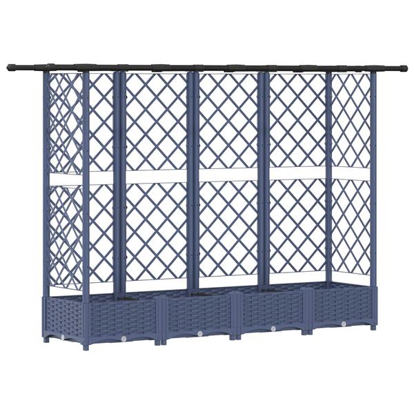 Grote foto vidaxl verhoogd bed met trellis en dak grijs 202 5 x 40 x 121 cm pp tuin en terras overige tuin en terras