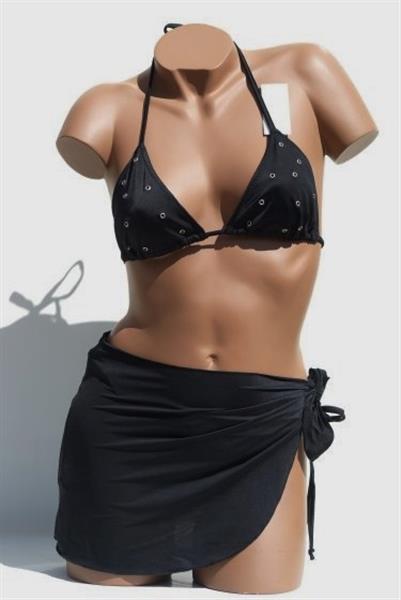 Grote foto trendy zwarte bikini met pareo medium kleding dames badmode en zwemkleding