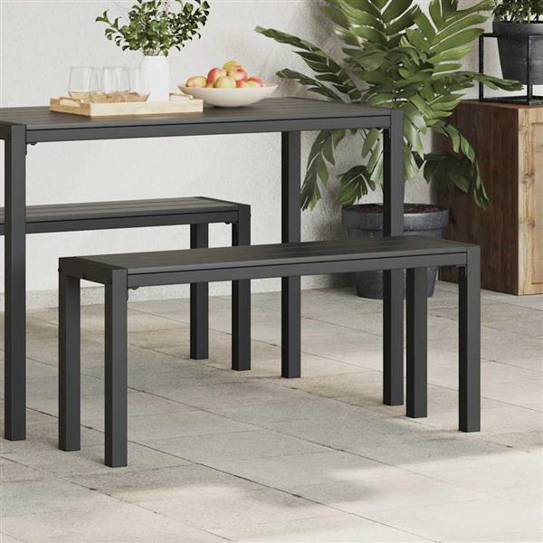 Grote foto vidaxl tuinbank zwart 100 x 28 x 45 cm staal tuin en terras tuinmeubelen