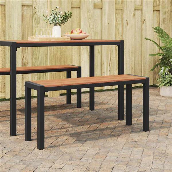 Grote foto vidaxl tuinbank bruin 100 x 28 x 45 cm staal tuin en terras tuinmeubelen