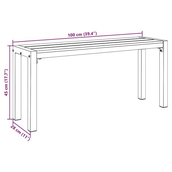 Grote foto vidaxl tuinbank bruin 100 x 28 x 45 cm staal tuin en terras tuinmeubelen