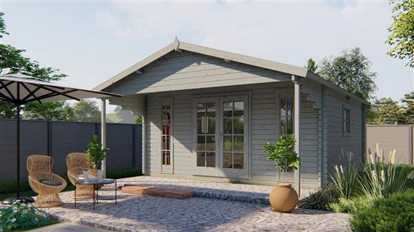 Grote foto blokhut tuinhuis emiel 44 mm vuren tuin en terras tuinhuisjes en blokhutten