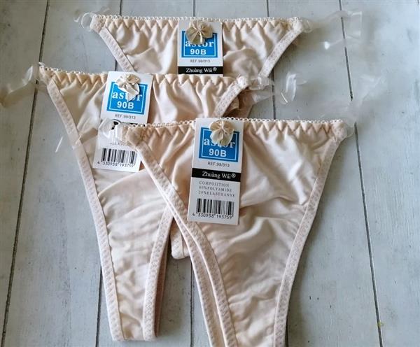 Grote foto champagnekleurige string met transparante bandjes kleding dames ondergoed en lingerie