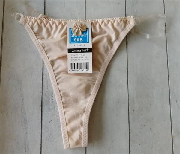 Grote foto champagnekleurige string met transparante bandjes kleding dames ondergoed en lingerie