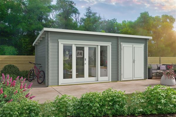 Grote foto blokhut tuinhuis meg 44 mm onbehandeld tuin en terras tuinhuisjes en blokhutten