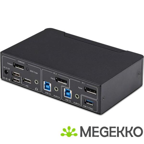Grote foto startech.com 2 port displayport kvm switch 4k 60hz dp 1.2 hdcp 1.4 edid beheer 2 port usb 3.0 h computers en software overige computers en software