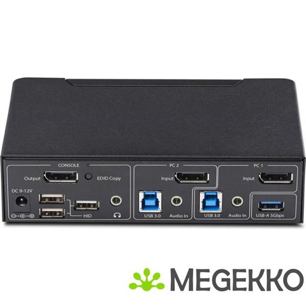 Grote foto startech.com 2 port displayport kvm switch 4k 60hz dp 1.2 hdcp 1.4 edid beheer 2 port usb 3.0 h computers en software overige computers en software