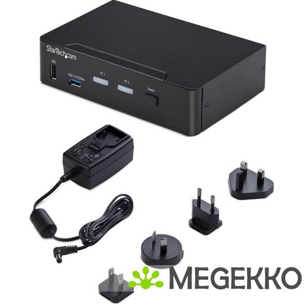 Grote foto startech.com 2 port displayport kvm switch 4k 60hz dp 1.2 hdcp 1.4 edid beheer 2 port usb 3.0 h computers en software overige computers en software