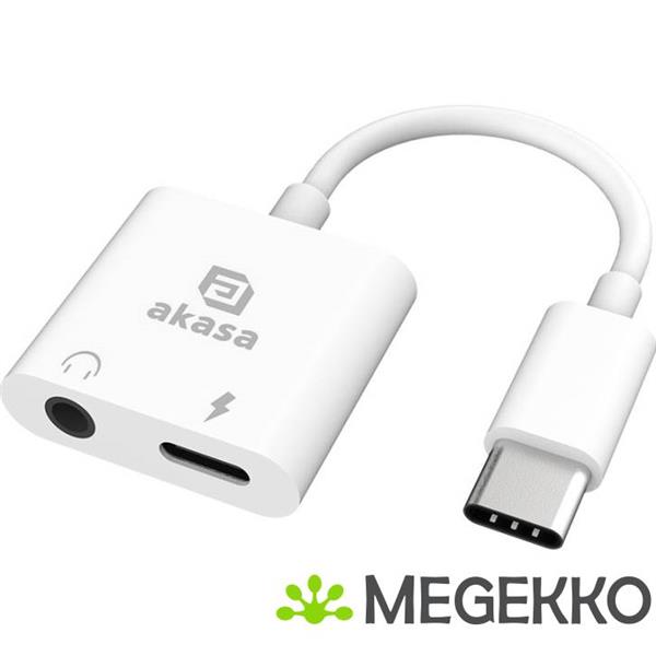 Grote foto akasa ak cbca30 08wh tussenstuk voor kabels usb type c usb type c 3.5mm jack wit computers en software overige computers en software