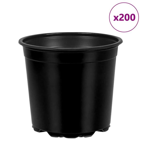 Grote foto vidaxl bloempot 200 pcs zwart 15 x 13 cm kunststof tuin en terras overige tuin en terras