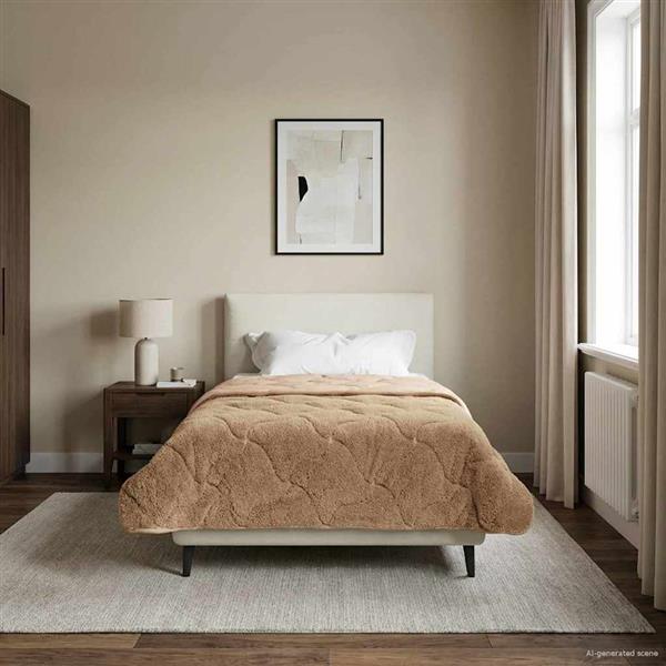 Grote foto vidaxl zomer dekbed taupe 135 x 220 cm microfiber en teddy fleece huis en inrichting bedden