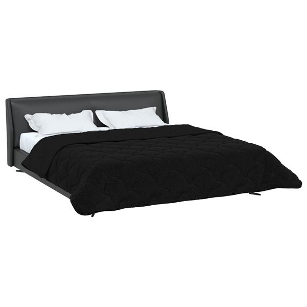 Grote foto vidaxl zomer dekbed zwart 240 x 260 cm microfiber en teddy fleece huis en inrichting bedden