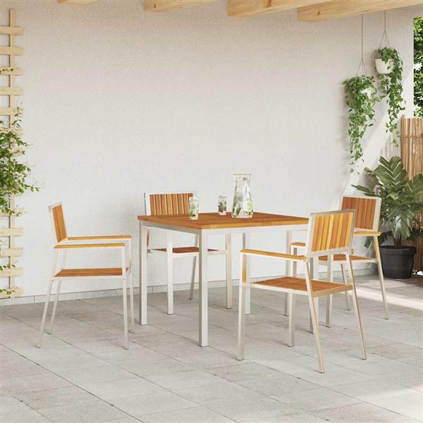 Grote foto vidaxl tuinstoel 4 pcs massief acacia hout en roestvrijstaal tuin en terras tuinmeubelen