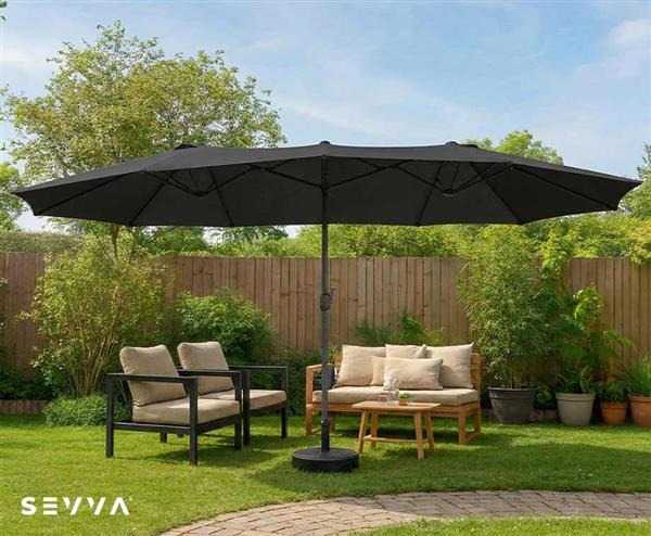 Grote foto grote en brede vaste 3punts parasol tuin en terras parasols en partytenten