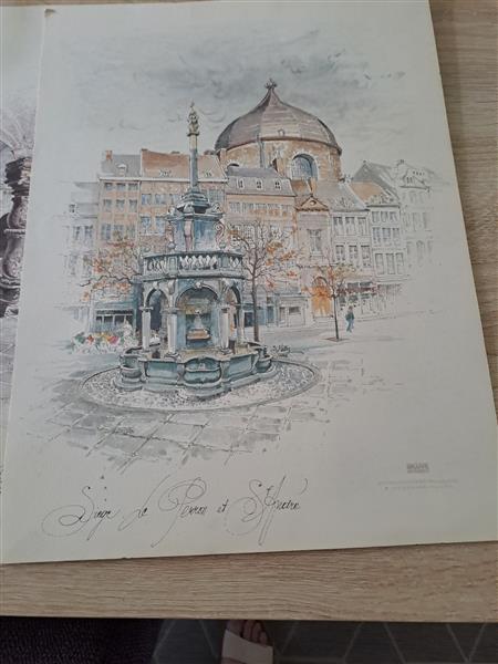 Grote foto straatzicht antiek en kunst etsen en gravures
