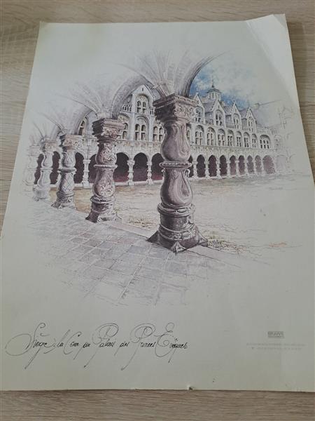 Grote foto straatzicht antiek en kunst etsen en gravures