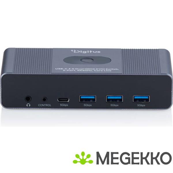 Grote foto digitus ds 12856 usb c 3.0 dual hdmi kvm switch 2 poorts 4k60hz computers en software overige computers en software