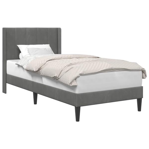 Grote foto vidaxl bedframe met hoofdeinde donkergrijs 100 x 190 cm fluweel antiek en kunst stoelen en banken