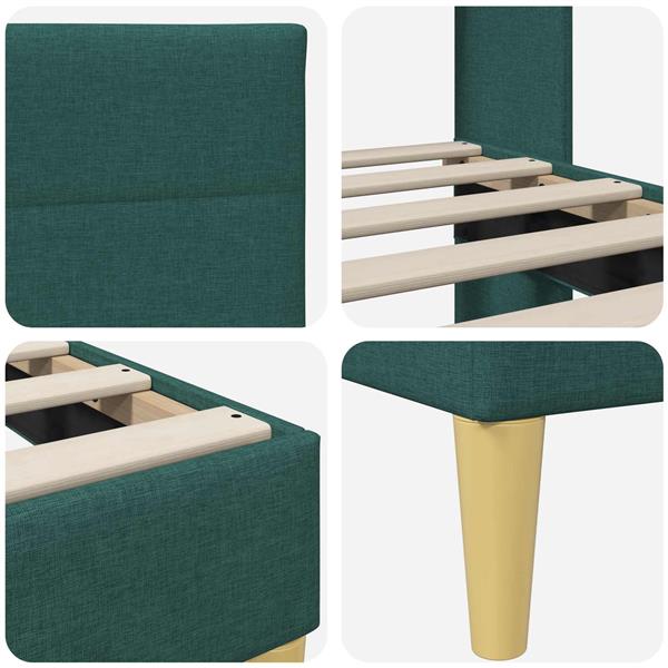 Grote foto vidaxl bedframe met hoofdeinde donkergrijs 137 x 190 cm stof antiek en kunst stoelen en banken