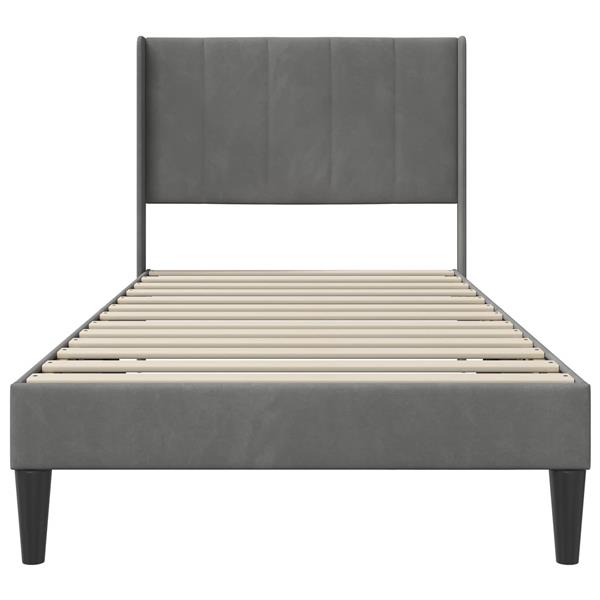 Grote foto vidaxl bedframe met hoofdeinde donkergrijs 100 x 190 cm fluweel antiek en kunst stoelen en banken