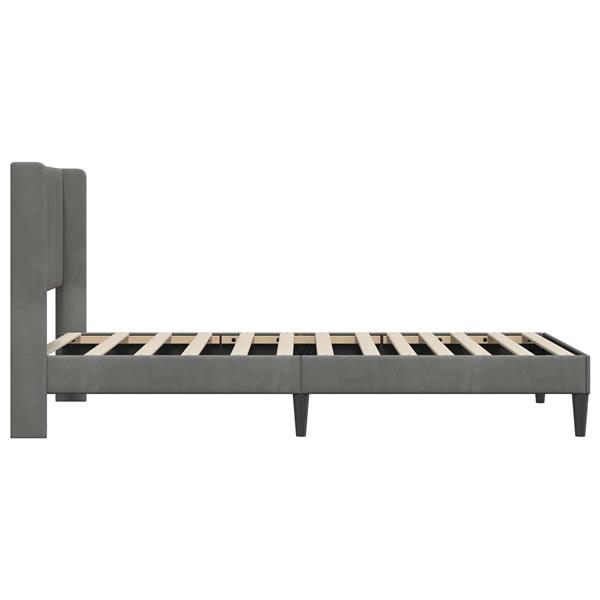 Grote foto vidaxl bedframe met hoofdeinde donkergrijs 100 x 190 cm fluweel antiek en kunst stoelen en banken