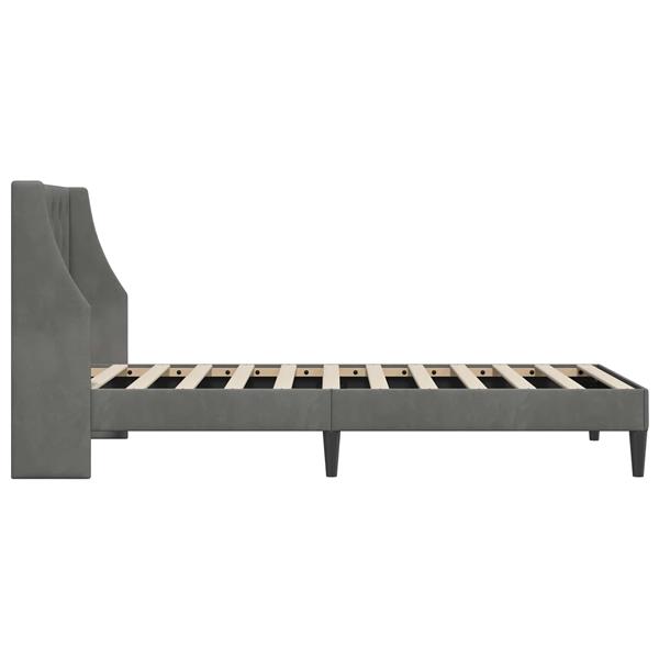 Grote foto vidaxl bedframe met hoofdeinde donkergrijs 100 x 203 cm fluweel antiek en kunst stoelen en banken