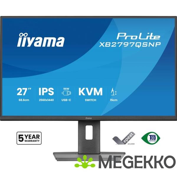 Grote foto iiyama prolite xb2797qsnp b1 27 quad hd ips usb c monitor computers en software overige computers en software
