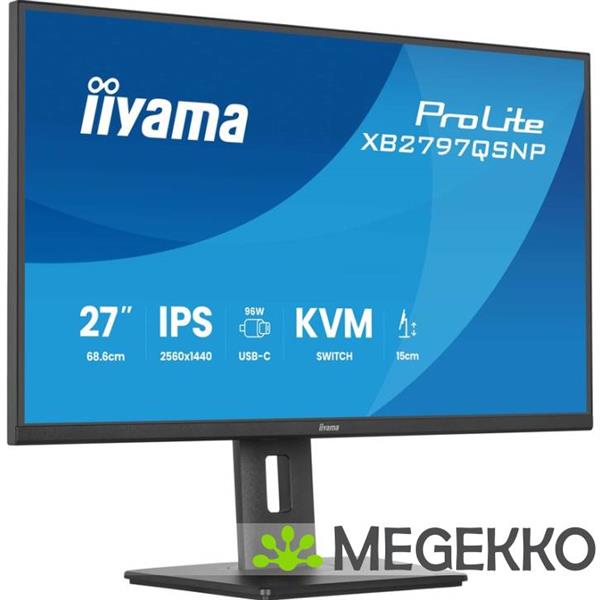 Grote foto iiyama prolite xb2797qsnp b1 27 quad hd ips usb c monitor computers en software overige computers en software