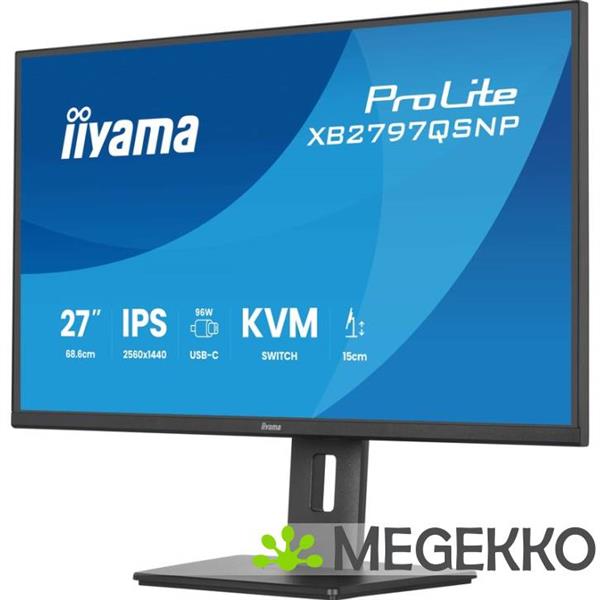 Grote foto iiyama prolite xb2797qsnp b1 27 quad hd ips usb c monitor computers en software overige computers en software