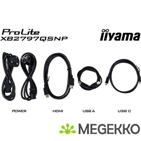 Grote foto iiyama prolite xb2797qsnp b1 27 quad hd ips usb c monitor computers en software overige computers en software