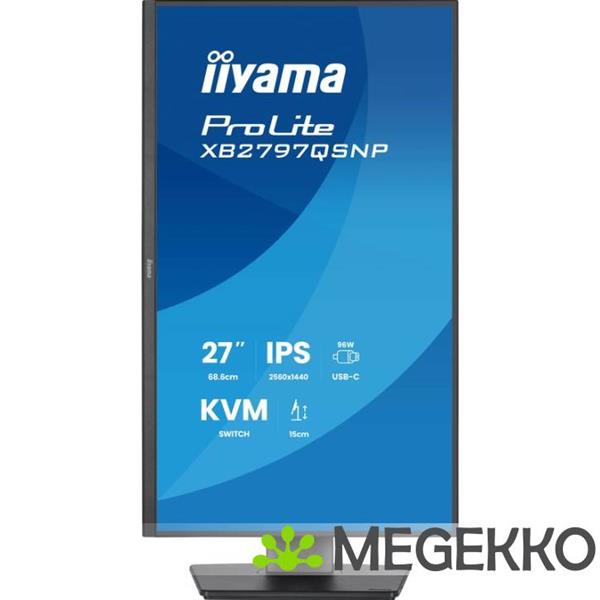 Grote foto iiyama prolite xb2797qsnp b1 27 quad hd ips usb c monitor computers en software overige computers en software