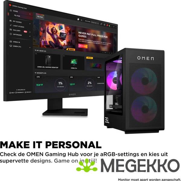 Grote foto hp omen 35l gt16 1052nd amd ryzen 5 rtx 5060 gaming desktop computers en software overige computers en software