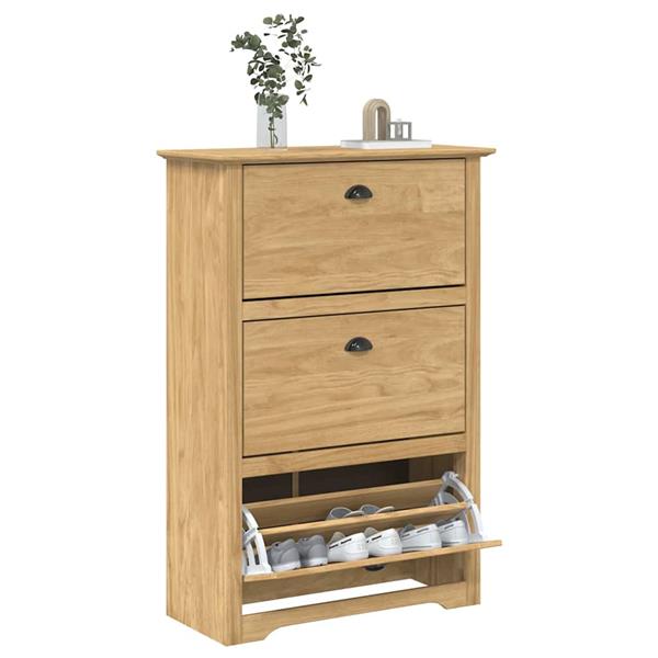 Grote foto vidaxl schoenenrek bodo honingbruin 80 x 35 x 118 cm bewerkt hout huis en inrichting overige
