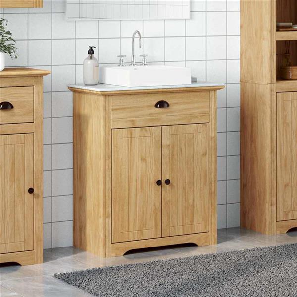 Grote foto vidaxl badkamer kast bodo honingbruin 70 x 35 x 80 cm bewerkt hout huis en inrichting complete badkamers