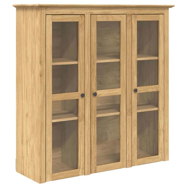 Grote foto vidaxl kast met glazen deuren bodo honingbruin 115 5 x 38 5 x 117 7 cm huis en inrichting overige