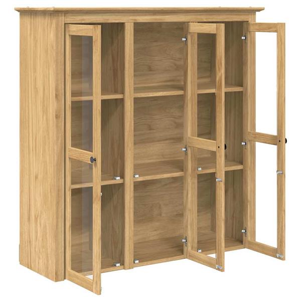Grote foto vidaxl kast met glazen deuren bodo honingbruin 115 5 x 38 5 x 117 7 cm huis en inrichting overige