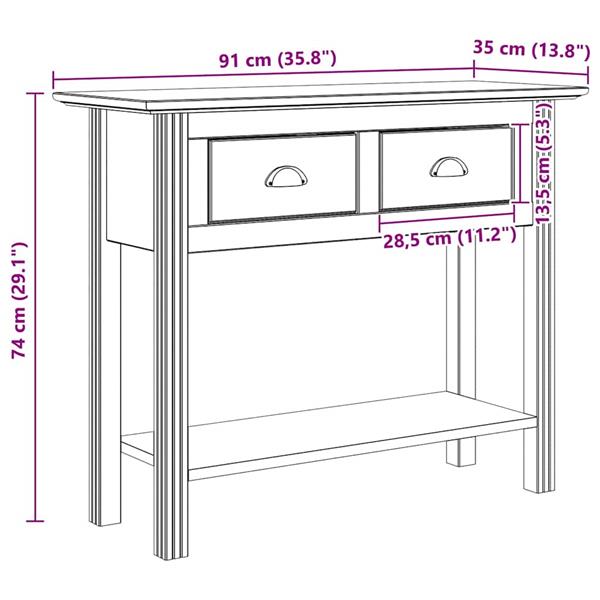 Grote foto vidaxl wandtafel bodo honingbruin 91 x 34.7 x 74 cm bewerkt hout huis en inrichting eettafels