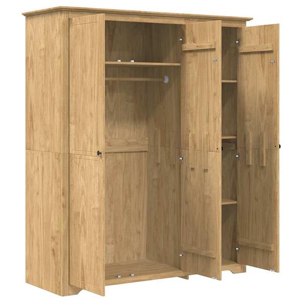 Grote foto vidaxl kledingkast bodo honingbruin 146 x 53 5 x 173 cm bewerkt hout huis en inrichting overige