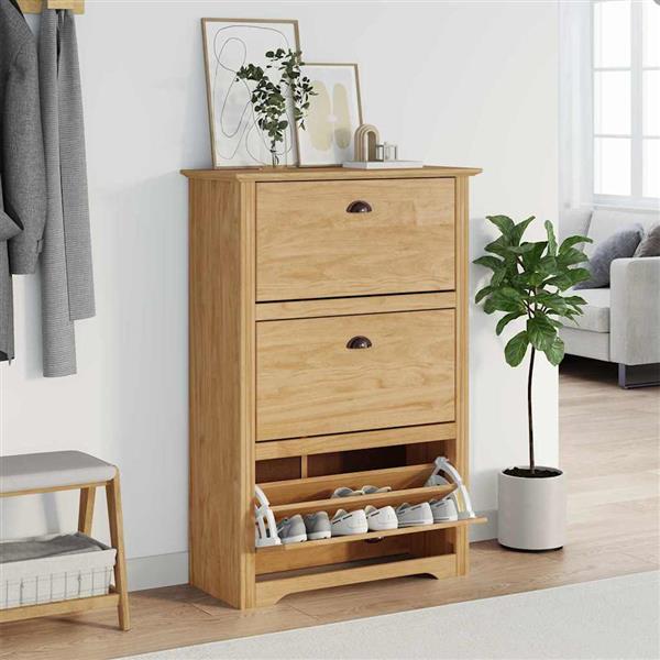 Grote foto vidaxl schoenenrek bodo honingbruin 80 x 35 x 118 cm bewerkt hout huis en inrichting overige